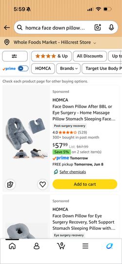 2 new, unopened HOMCA face down pillows