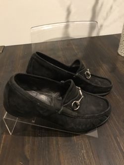 Authentic GUCCI Men’s Size 9 EEE US Horse-Bit Suede Leather Loafers Sole Black. Condition is Pre-owned, visible wear, nothing a shoe shop can’t make