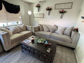 Couch, Loveseat, Ottoman +8 pillows