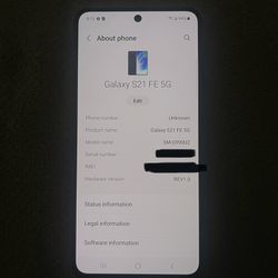 Samsung Galaxy S21 FE 5G, Like New, Carrier Unlocked, Asking $250