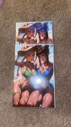 Street Fighter Cammy Chun-Li Swimsuit Art Prints Set