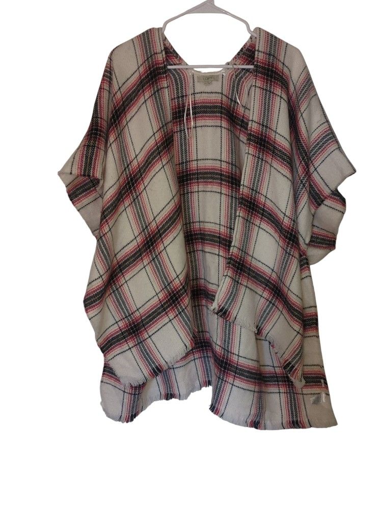 Loft Plaid Wrap Around Poncho