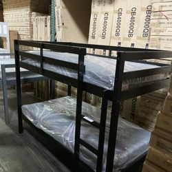 Twin bunk bed. Comes in espresso, white & grey. Assembly required. Assembly not included. Taxes included. Free delivery.  Bunk bed only-$220 Bunk bed 
