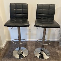 Set Of 2 Black Bar Stools