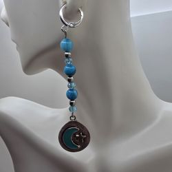 Blue and Silver Moon Earrings
