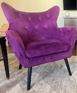 Two Accent Chairs -Plum Colored Velvet Upholstery