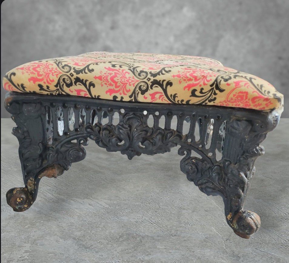 Beautiful Antique Victorian Cast Iron Foot Stool/ Ottoman 
