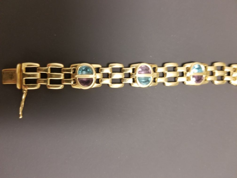 PENDING - Gold Amethyst and Aquamarine Bracelet- Female