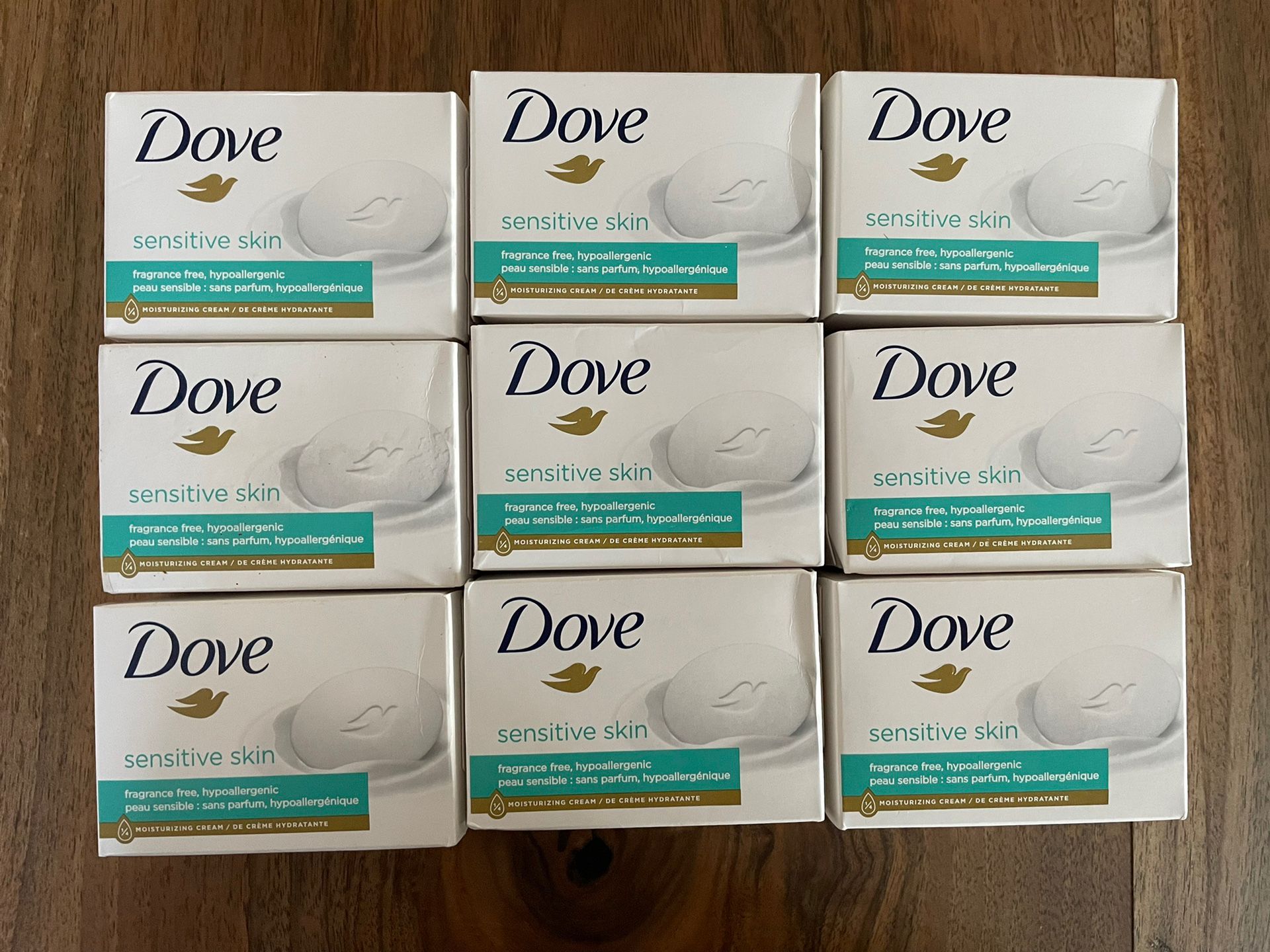 LOT OF 9 Sensitive Skin Dove Bar Soap Hypoallergenic