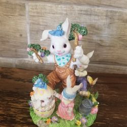 Ceramic Easter Bunnies Playing 