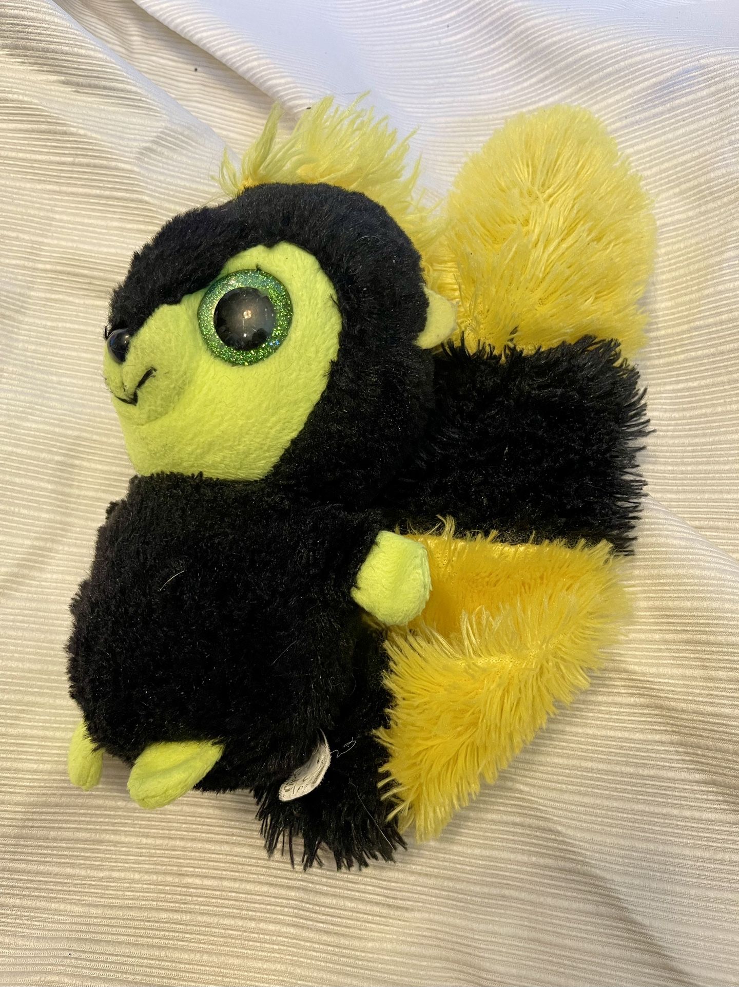 Vintage PLUSH LARGE EYED LEMUR Long Black Green Yellow By IDEAL TOYS 8”-22" w Tail (B6)