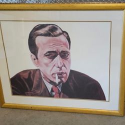 Large Framed Humphrey Bogart Portrait Print 43 X 35 Hollywood Legend Classic