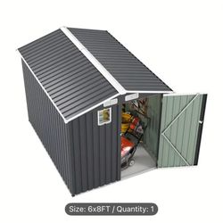 6x8ft Large Metal Outdoor Steel Storage Shed,