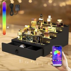 RGB LED Lighting Perfume & Cologne Organizer for Men with APP Control, Music Beat Sync LED