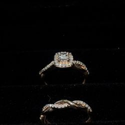 Diamond Bridal Set in 14k Rose Gold Over Sterling Silver