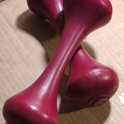 Weirder Set Of Two Burgundy 5 Lb Dumbbell Weights