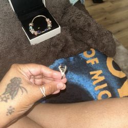 Beautiful Gold And Silver Fluorite Ring 