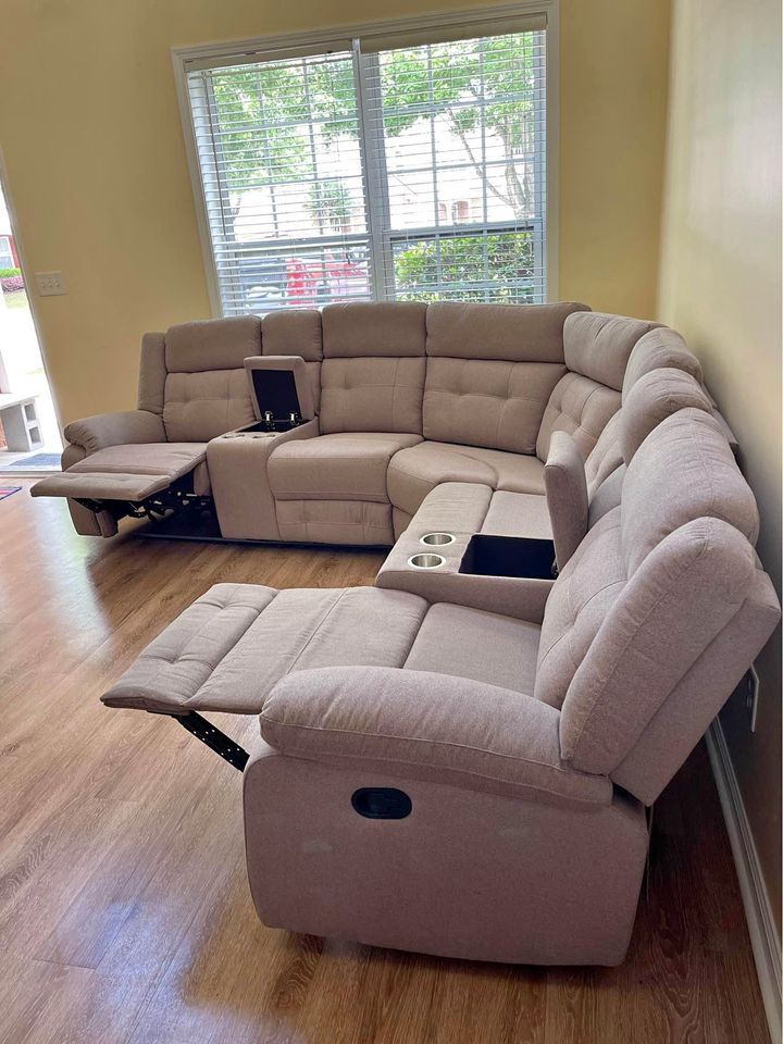 Brand New Fabric Grey Recliner Sectional Sofa | Cash On Delivery