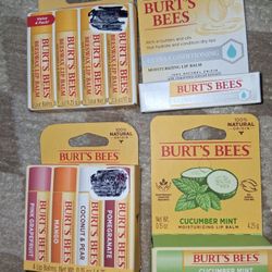 Brand New Assorted Burts Bees Lip Balms Bundle....