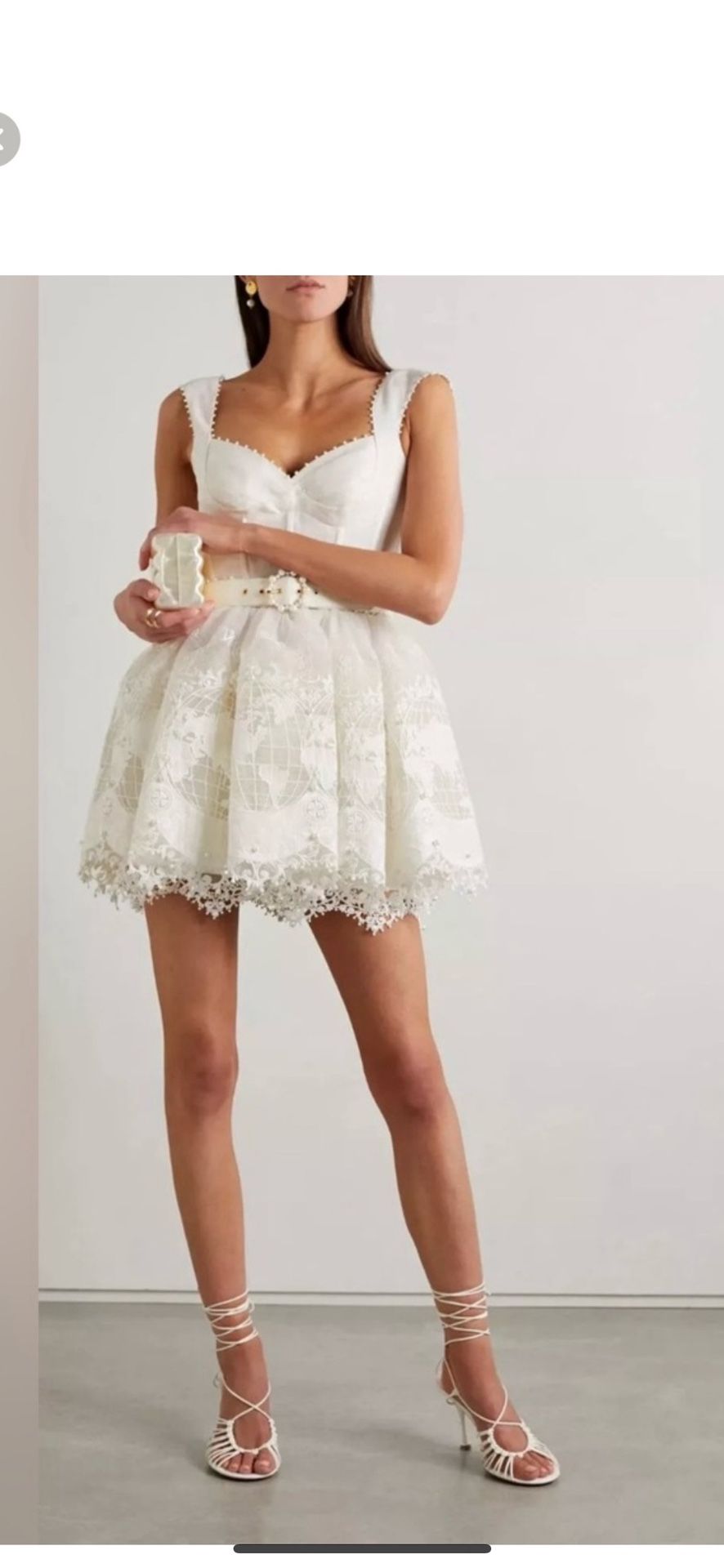 ZIMMERMANN Runway High Tide Corset Mini Dress Size 0 Ivory White