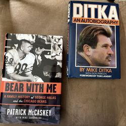 2 CHICAGO BEARS Hardcover Books DITKA HALAS
