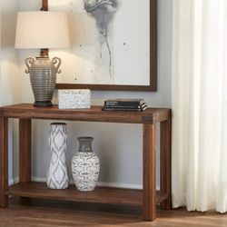 Meadow Solid Wood Console Table in Brick Brown