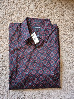 Express Men's Print Button-Down Shirt - Size XL