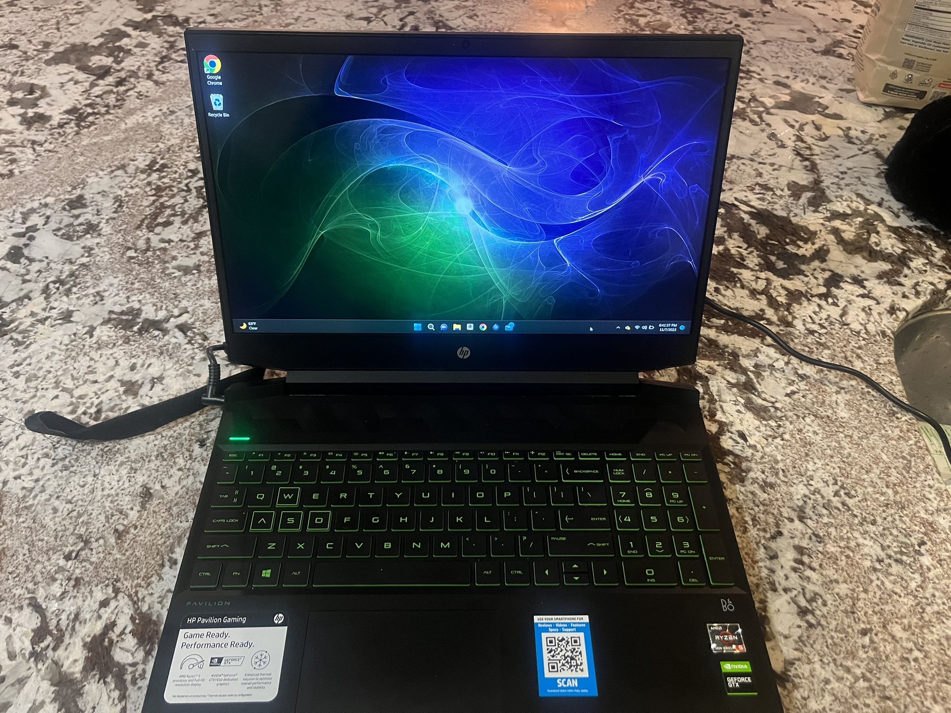 HP Pavilion Gaming 15-ec2021nr 15.6" Laptop Computer Platinum Collection - Black AMD Ryzen 5 5600H 3.3GHz Processor; NVIDIA GeForce GTX 1650 4GB GDDR6