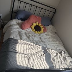 Metal Queen Bed Frame + Memory Foam Mattress