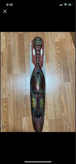 West African style Wooden Mask Bird Totem Detail Wall Art