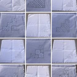 Mexican Napkin Servilleta Handwoven White Tortillas Flowers - New  24 Pcs