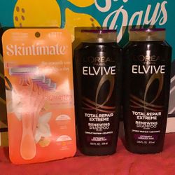 2-Loreal Elvive Shampoo 1-4 Razors All For $12