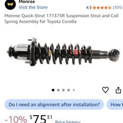 2 NewRigth Rear Strut Shock Assembly w/Coil Spring for 2003-2008 Pontiac Vibe (FWD) / Toyota Corolla / Matrix (FWD), Suspensions Absorber 2004 2005 20