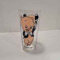 Vintage Porky Pig Looney Tunes Character Glass Pepsi 1973 Warner Brothers