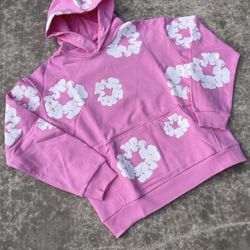Pink Denim Tear Hoodie 