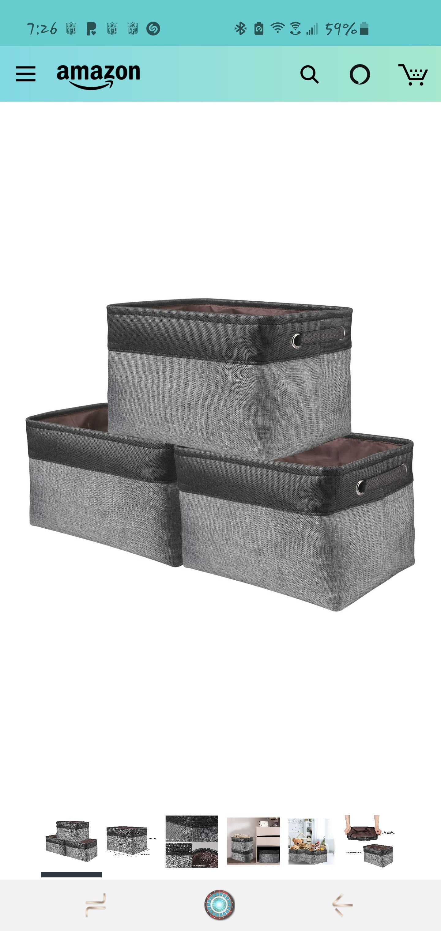 Storage Basket Bin Set [3-Pack] Storage Cube Box Foldable Canvas Fabric Collapsible Organizer with Handles for Home Office Closet Toys