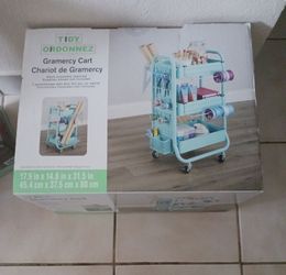 This  Simply  Tidy Gramercy  rolling cart,  3 tiers color teal