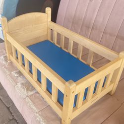 Doll Solid Wood Crib And Mat