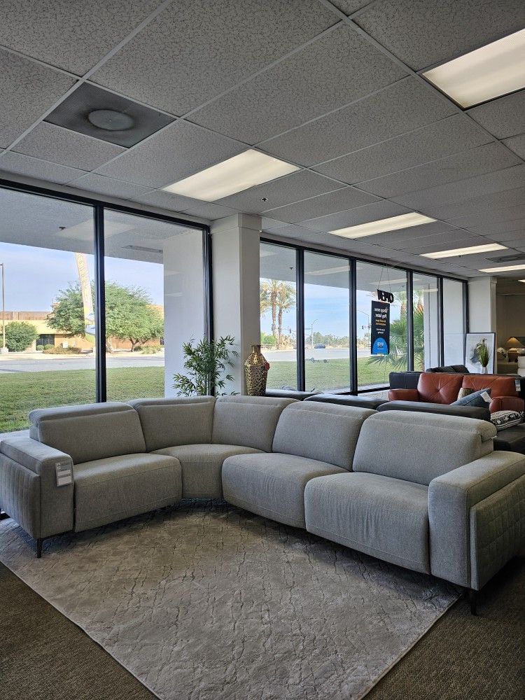 4-PC Fabric Sectional Sofa With Three Recliners-Adney