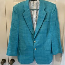 Vintage Vibrant Teal Mens Countess Mara Jacket Blazer -46R- XL- Unisex