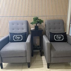 Gray Arm Chairs / Recliners (set Of Two)
