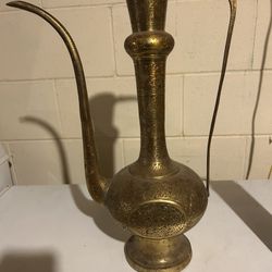 Vintage 1960’s Indian Brass Hand Carved Tea Pot