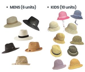 BULK LOT: 37 New Unbranded Summer Straw Hats (Mens, Womens, Kids) - Wholesale / Reseller Inventory