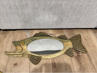 Vintage Carved Wooden Rainbow Trout MIRROR 37" Long Fisherman Cabin Lodge Decor