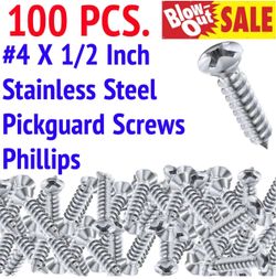Fender Stratocaster #4 X 1/2 Inch Stainless Steel Pickguard & Trem Cover Screws - 100 pcs
