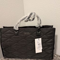 Nicole Miller Quilted Nylon Tote Bag.