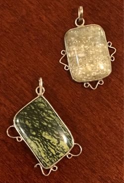 New Set Of Natural Stone And Silver Pendants