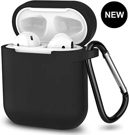 AirPods Silicone Case 1& 2 + Keychain Protective Case Color Black