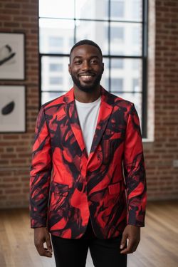 Fitshop High Fashion Blazer Sport Coat Jacket 38 R, Red/Black  NWOT