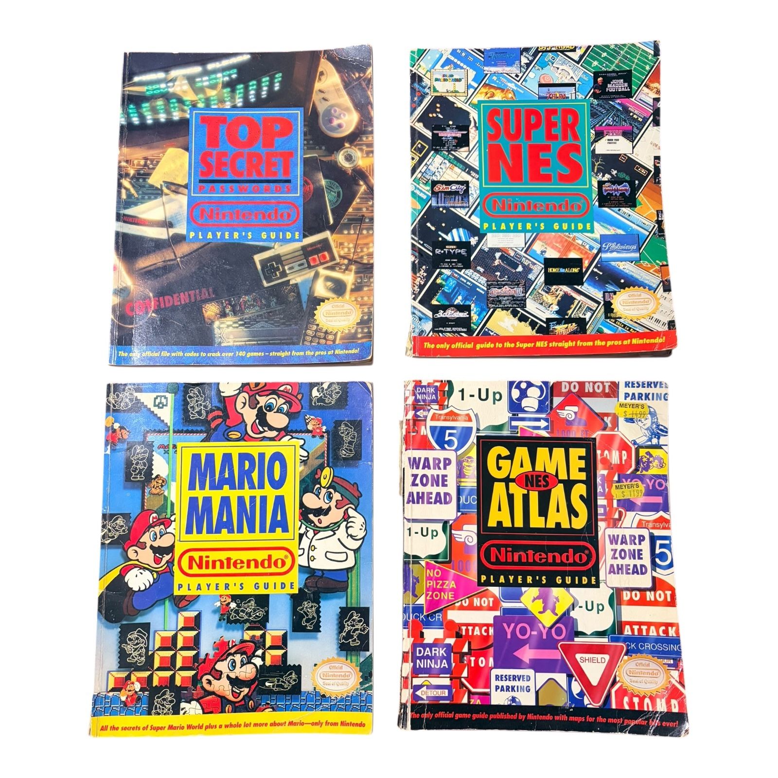 Lot Of 4 Vtg 1(contact info removed) Nintendo Player’s Guides; NES Game Atlas, Mario Mania, Top Secret Passwords, Super NES